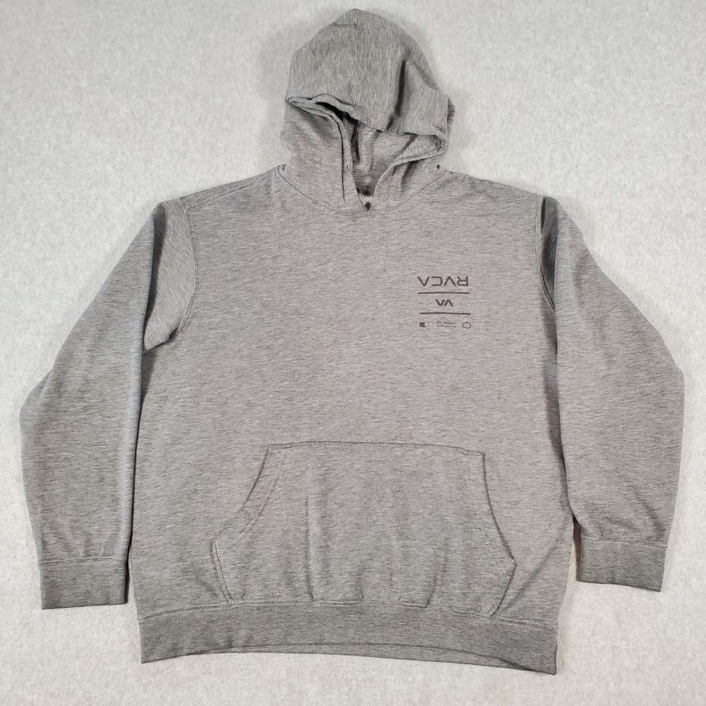 RVCA VA Balance of Opposites Hoodie Mens XL Gray Graphic Pullover Sweatshirt